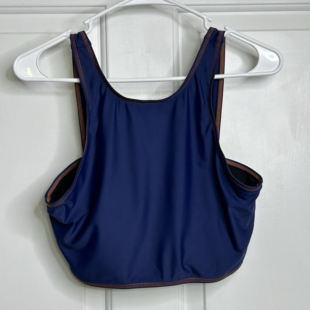 Madewell Second Wave High-neck Bikini Top Womens M Navy Contrast Stitch FLAW
